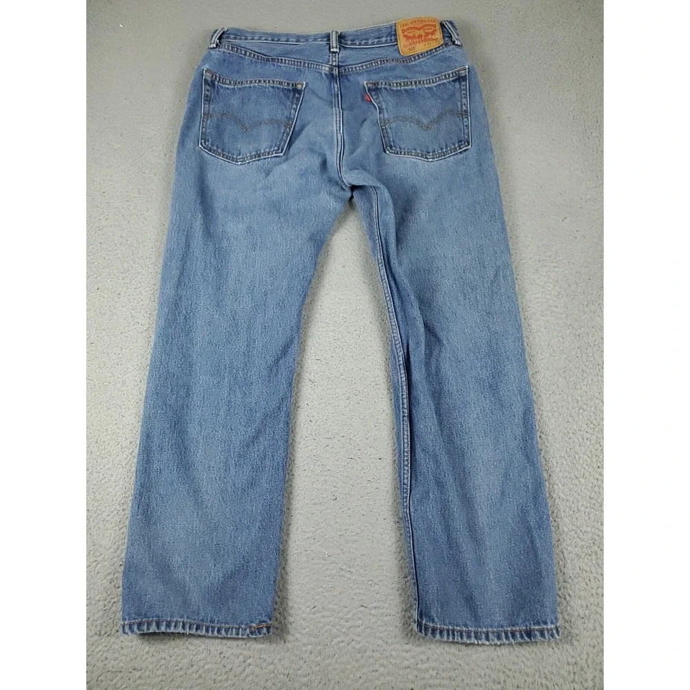 Levis 505 Jeans Mens 36x30 Blue Casual Straight Leg Denim Pants - Picture 6 of 9